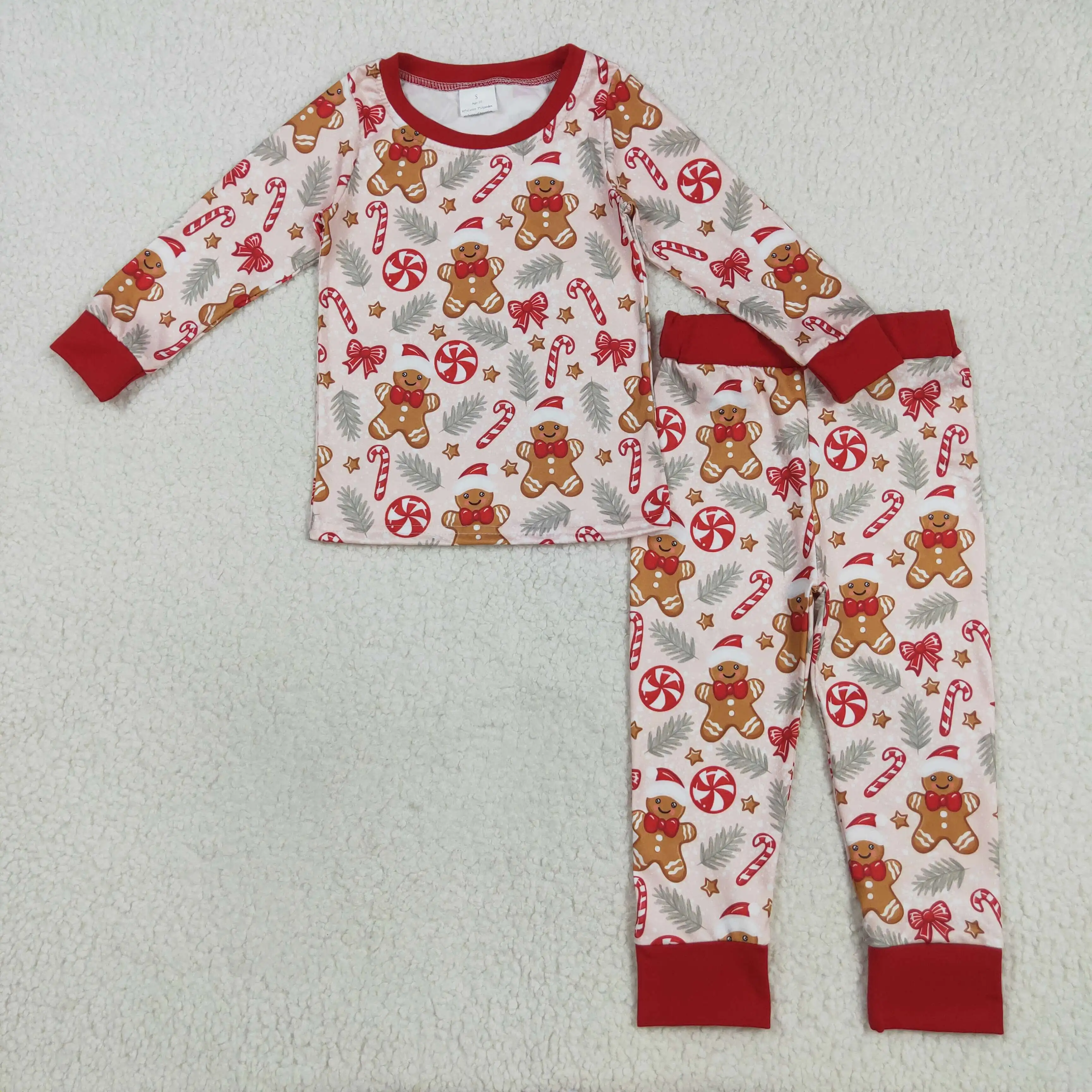 Baby Boys Red Gingerbread Candy Cane Christmas Pajamas Set Long Sleeve Top And Pants Outfit for Kids during Holiday Season
Baby Boys Red Gingerbread Candy Cane Christmas Pajamas Set Long Sleeve Top And Pants Outfit for Kids during Holiday Season