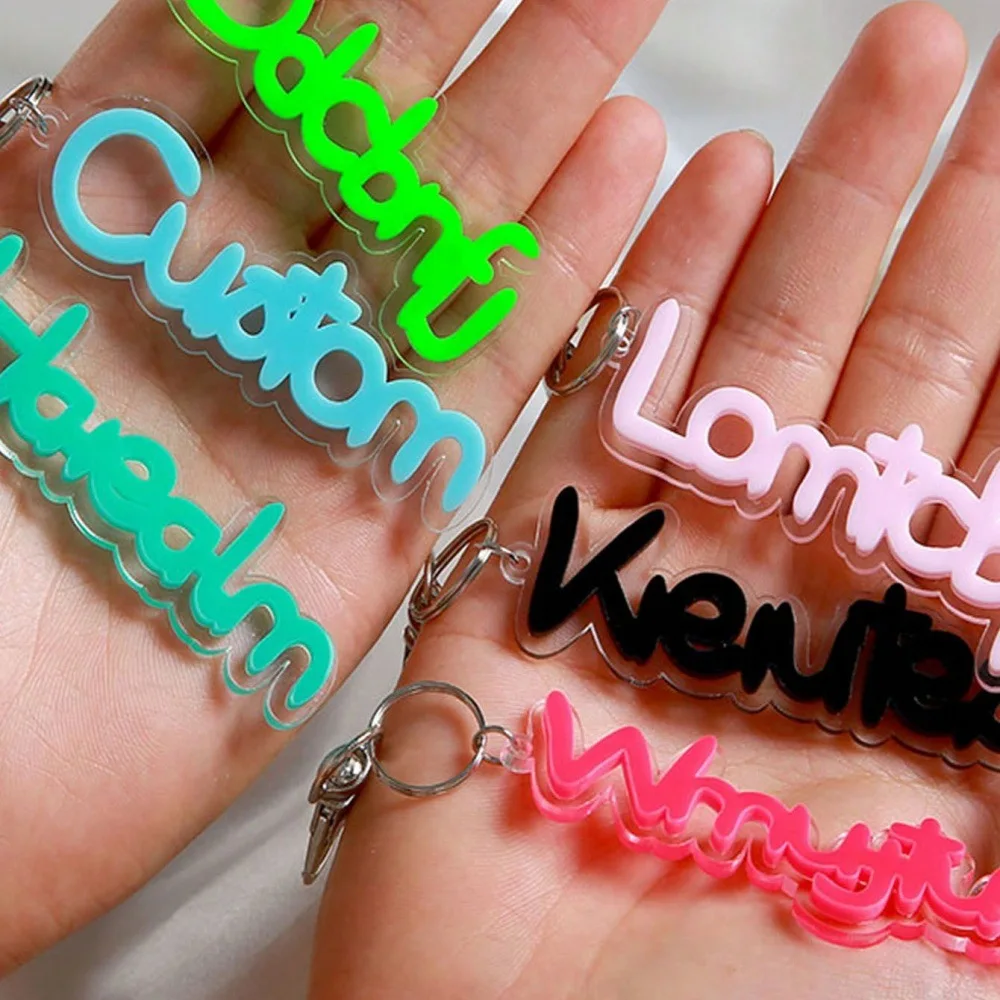 Fashion Colored Fluorescent Color Customizable Name Keychain Personalized 3D Nameplate Text Backpack Car Keyring Bag Charm Gift
Fashion Colored Fluorescent Color Customizable Name Keychain Personalized 3D Nameplate Text Backpack Car Keyring Bag Charm Gift