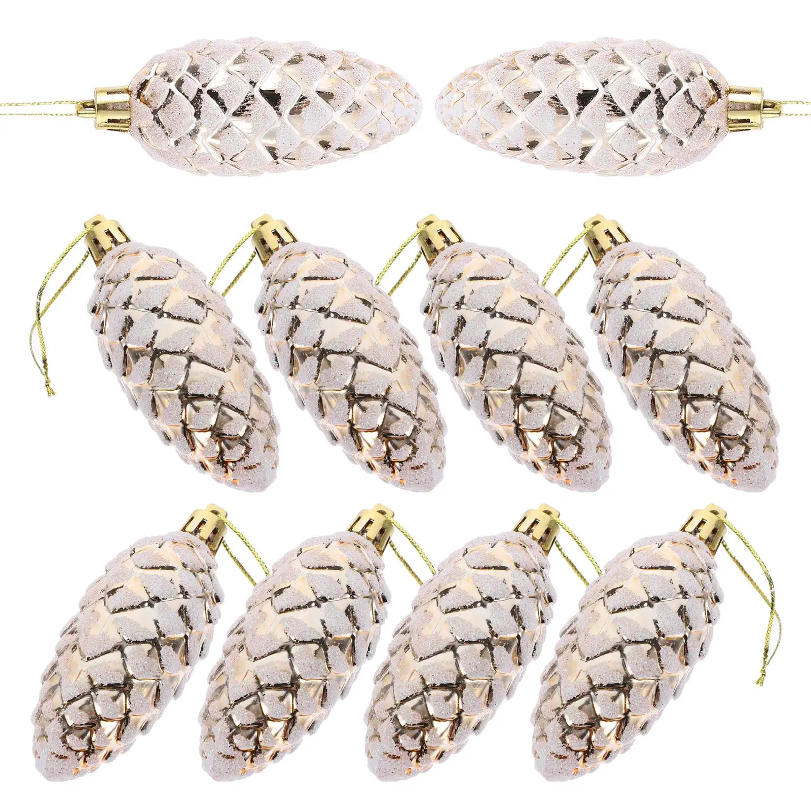 10 Pcs Gold Plastic Painted Pine Cone Balls Christmas Tree Ornaments Hanging Decorations Festive Holiday Xmas DIY Crafts
10 Pcs Gold Plastic Painted Pine Cone Balls Christmas Tree Ornaments Hanging Decorations Festive Holiday Xmas DIY Crafts