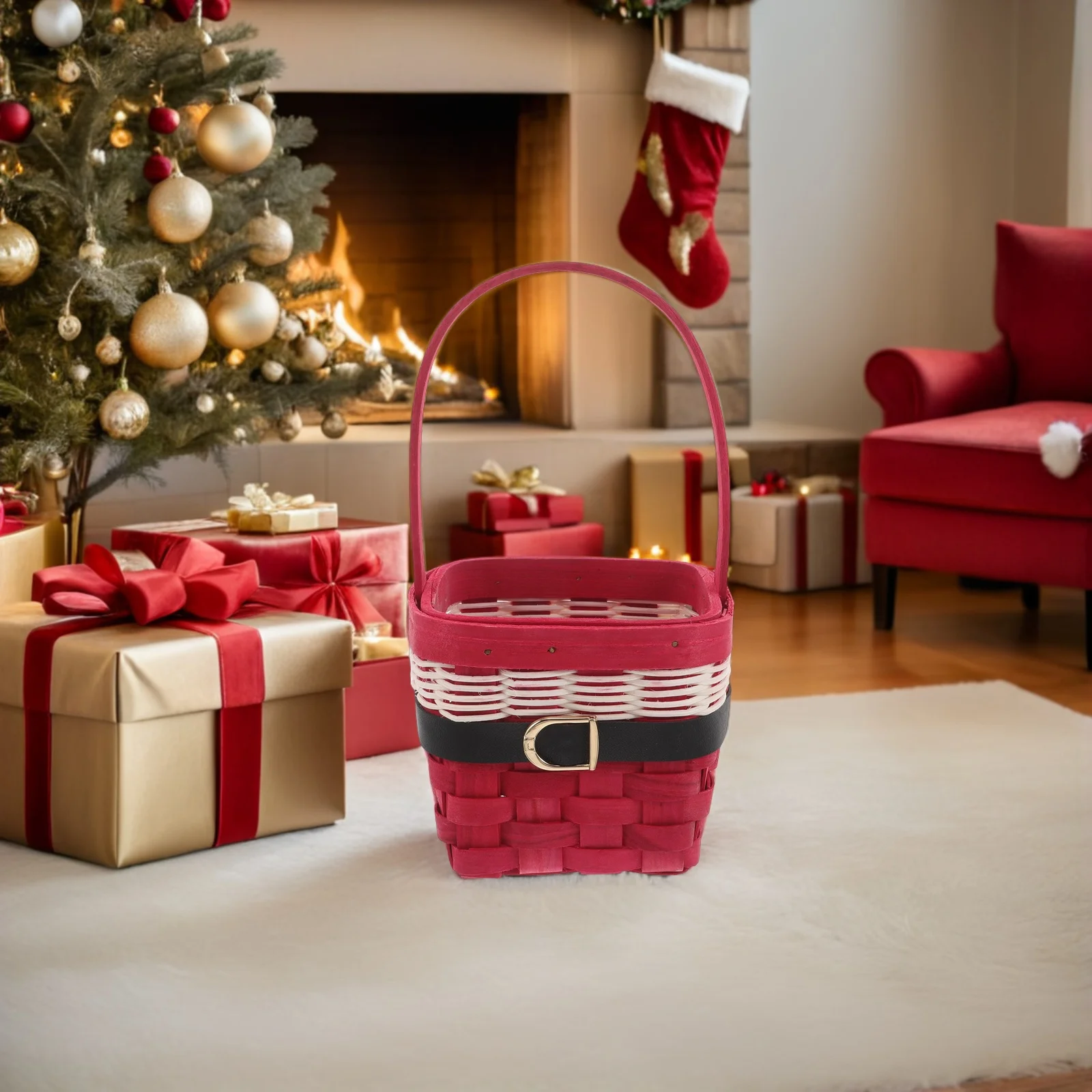 Christmas Decorative Handwoven Basket Square Storage Organizer Portable Xmas Basket for Fruit Vegetable Pantry Table Use 
Christmas Decorative Handwoven Basket Square Storage Organizer Portable Xmas Basket for Fruit Vegetable Pantry Table Use
