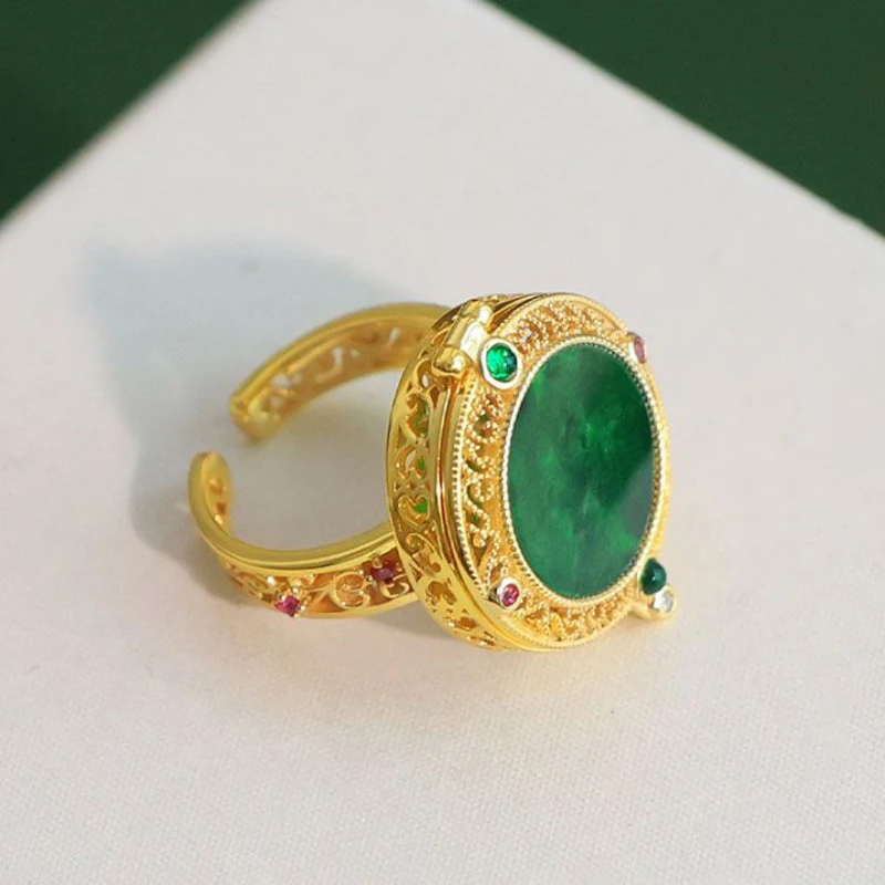 Vintage Elegant Ancient Gold Craft Colorful Natural Hetian Jade Rings for women Classic Style can open the Gawu box Jewelry
Vintage Elegant Ancient Gold Craft Colorful Natural Hetian Jade Rings for women Classic Style can open the Gawu box Jewelry