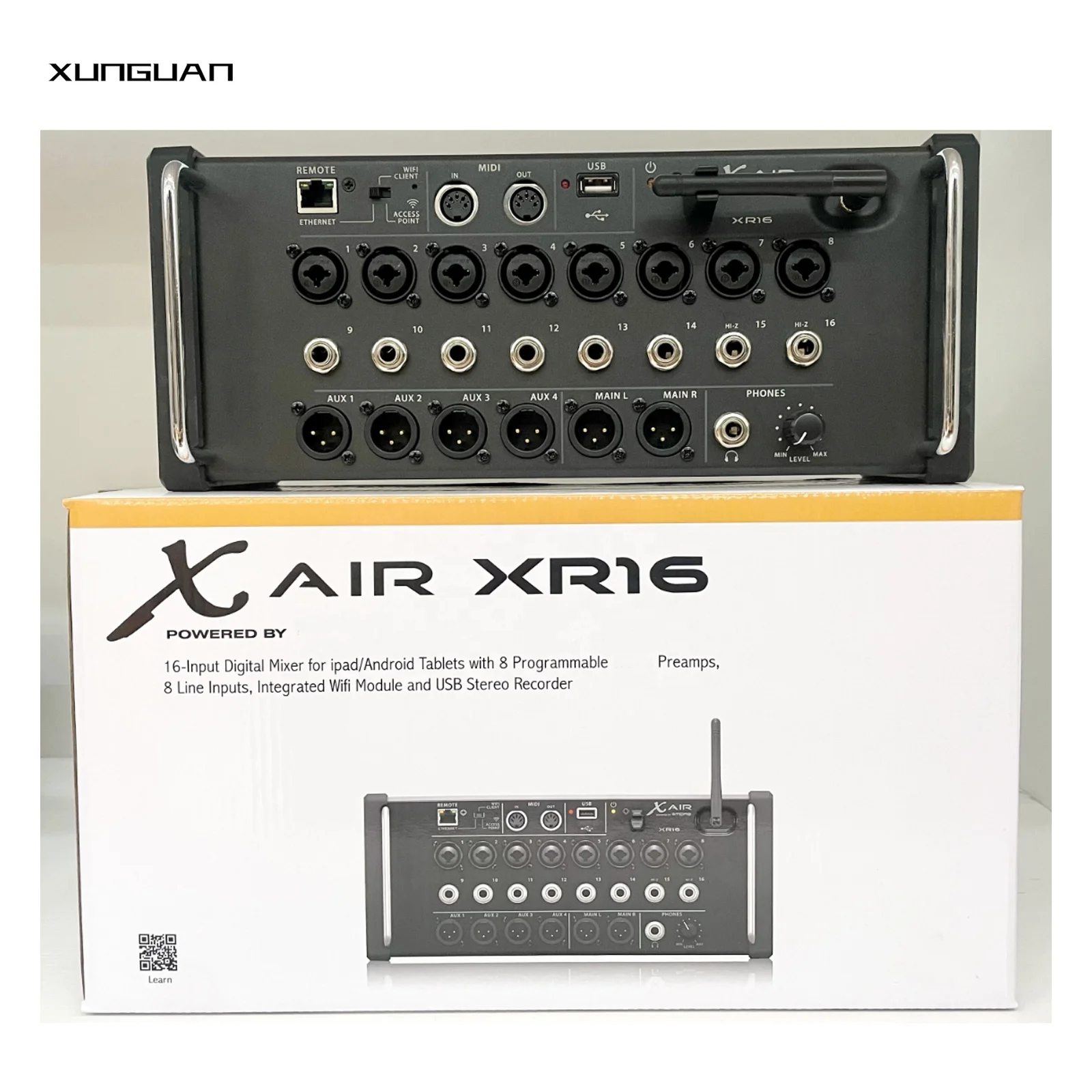 XR16 Professional 16 Channel Digital Audio Console Mixer Sound System DJ Controller Integrated WiFi Module/USB Stereo Recorder
XR16 Professional 16 Channel Digital Audio Console Mixer Sound System DJ Controller Integrated WiFi Module/USB Stereo Recorder