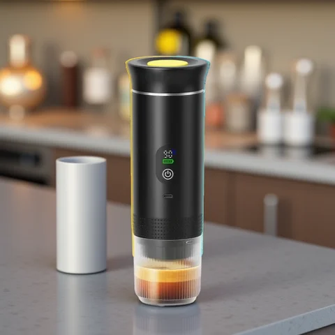 DENOKIN Macchina per caffè espresso portatile con display digitale Macchina per caffè a capsule 3 in 1 per macchina da caffè da campeggio per auto e casa