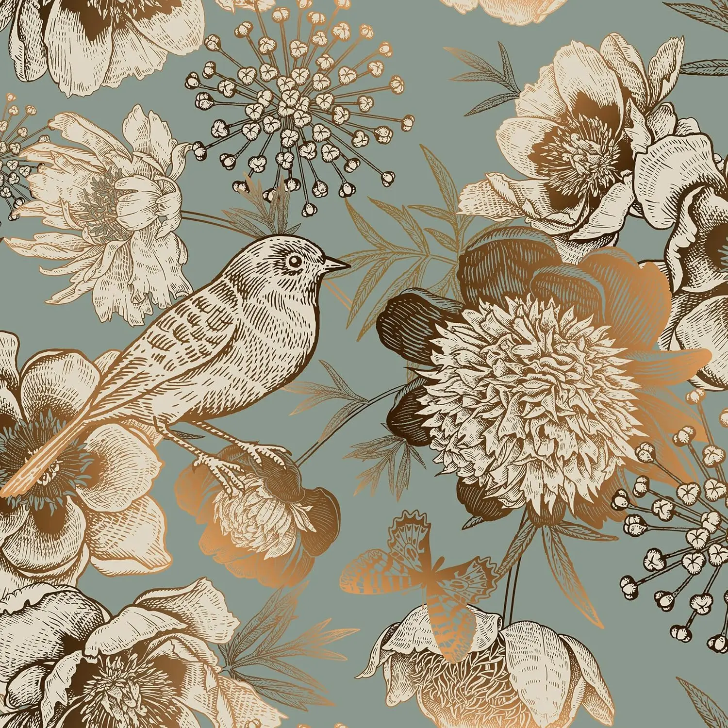 Peel and Stick Wallpaper 17.5inx39ft Vintage Floral Gold with Birds Removable Vinyl for Bedroom Living Room Decor
Peel and Stick Wallpaper 17.5inx39ft Vintage Floral Gold with Birds Removable Vinyl for Bedroom Living Room Decor