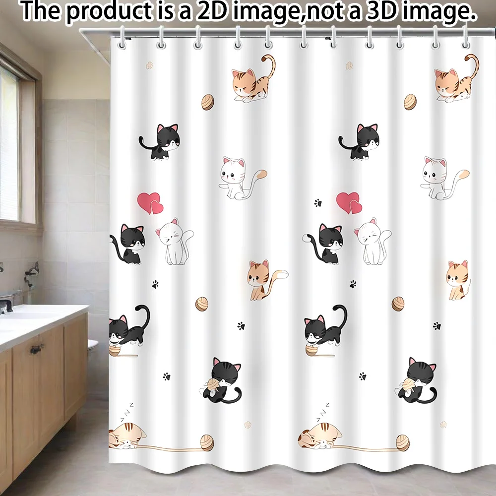 1PC Shower Curtain with a cute repeating pattern of playful cartoon cats in various positions, including 12 hooks, 180 X 180
1PC Shower Curtain with a cute repeating pattern of playful cartoon cats in various positions, including 12 hooks, 180 X 180