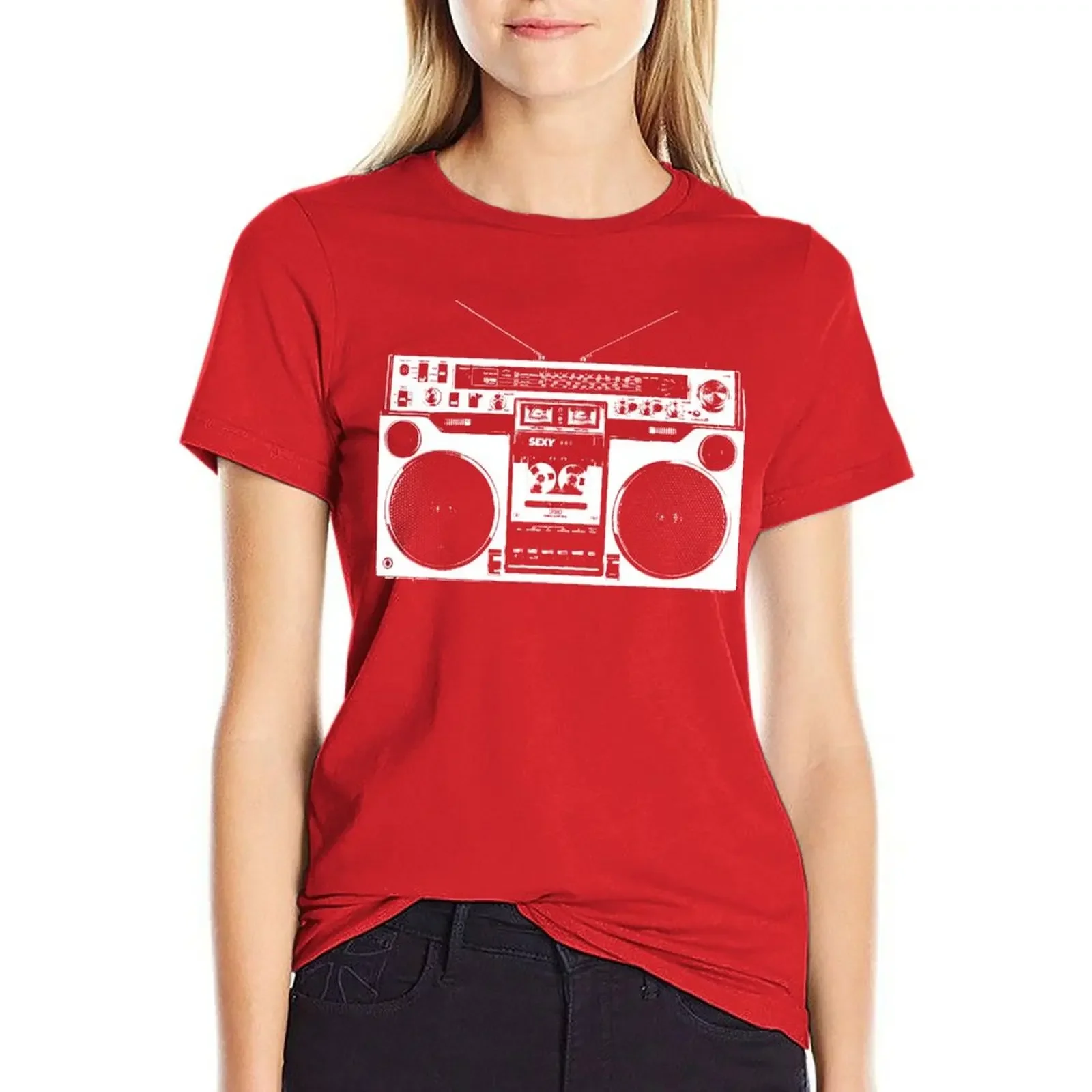 Сексуальная футболка Boombox с рисунком, летний топ, футболка с коротким рукавом, летние топы, футболки для женщин, упаковка
Сексуальная футболка Boombox с рисунком, летний топ, футболка с коротким рукавом, летние топы, футболки для женщин, упаковка