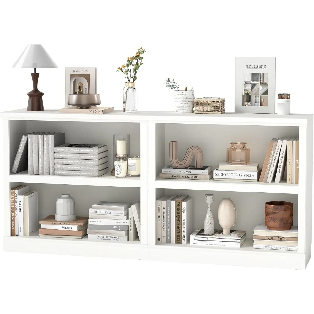 White Bookshelf and Bookcase Set of 2, Double Wide Large Bookshelves 2 Tier Wooden Bookshelf with Storage Cabinets for Living R
White Bookshelf and Bookcase Set of 2, Double Wide Large Bookshelves 2 Tier Wooden Bookshelf with Storage Cabinets for Living R