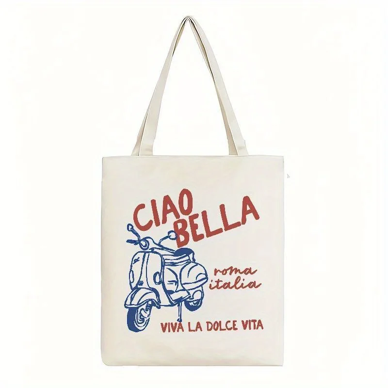 Сумка-тоут из холщовой ткани с принтом A Ciao Bella Roma Italia, подходит для ежедневного использования, походов за покупками, посещения школы и путешествий.
Сумка-тоут из холщовой ткани с принтом A Ciao Bella Roma Italia, подходит для ежедневного использования, походов за покупками, посещения школы и путешествий.