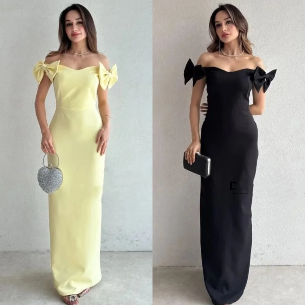 Customized Matching Sizes Available Jersey Pleat Bow Straight Off-the-shoulder Long Dresses Bespoke Occasion Dresses Exquisite
Customized Matching Sizes Available Jersey Pleat Bow Straight Off-the-shoulder Long Dresses Bespoke Occasion Dresses Exquisite