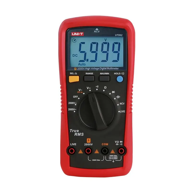 2000V AC/DC High Voltage Digital Multimeter with VFC Mode, NCV, True RMS, 6000 Counts for Accurate Measurements
2000V AC/DC High Voltage Digital Multimeter with VFC Mode, NCV, True RMS, 6000 Counts for Accurate Measurements