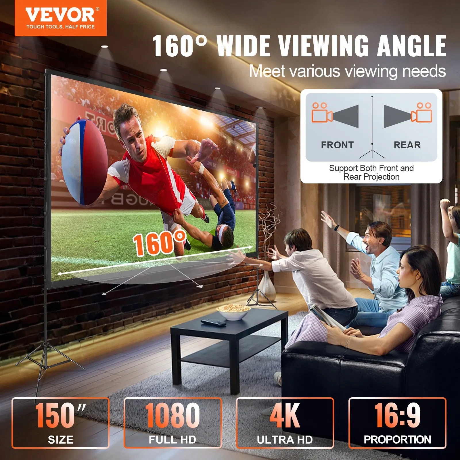 Projector Screen With Stand, 150 Inch 16 9 4K 1080 HD Outdoor Movie Screen With Stand, Wrinkle-Free Projection Screen With
Projector Screen With Stand, 150 Inch 16 9 4K 1080 HD Outdoor Movie Screen With Stand, Wrinkle-Free Projection Screen With