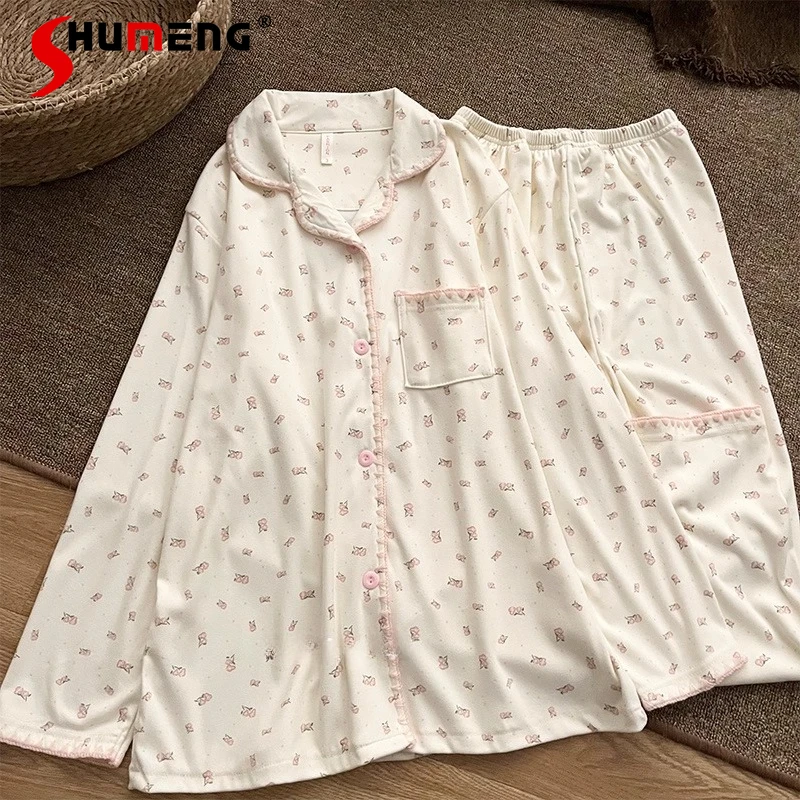 Thickened Warm Velvet Homewear for Women Japanese Style Floral Sweet Pajamas Suits Female Autumn Winter Sweet Loungewear
Thickened Warm Velvet Homewear for Women Japanese Style Floral Sweet Pajamas Suits Female Autumn Winter Sweet Loungewear