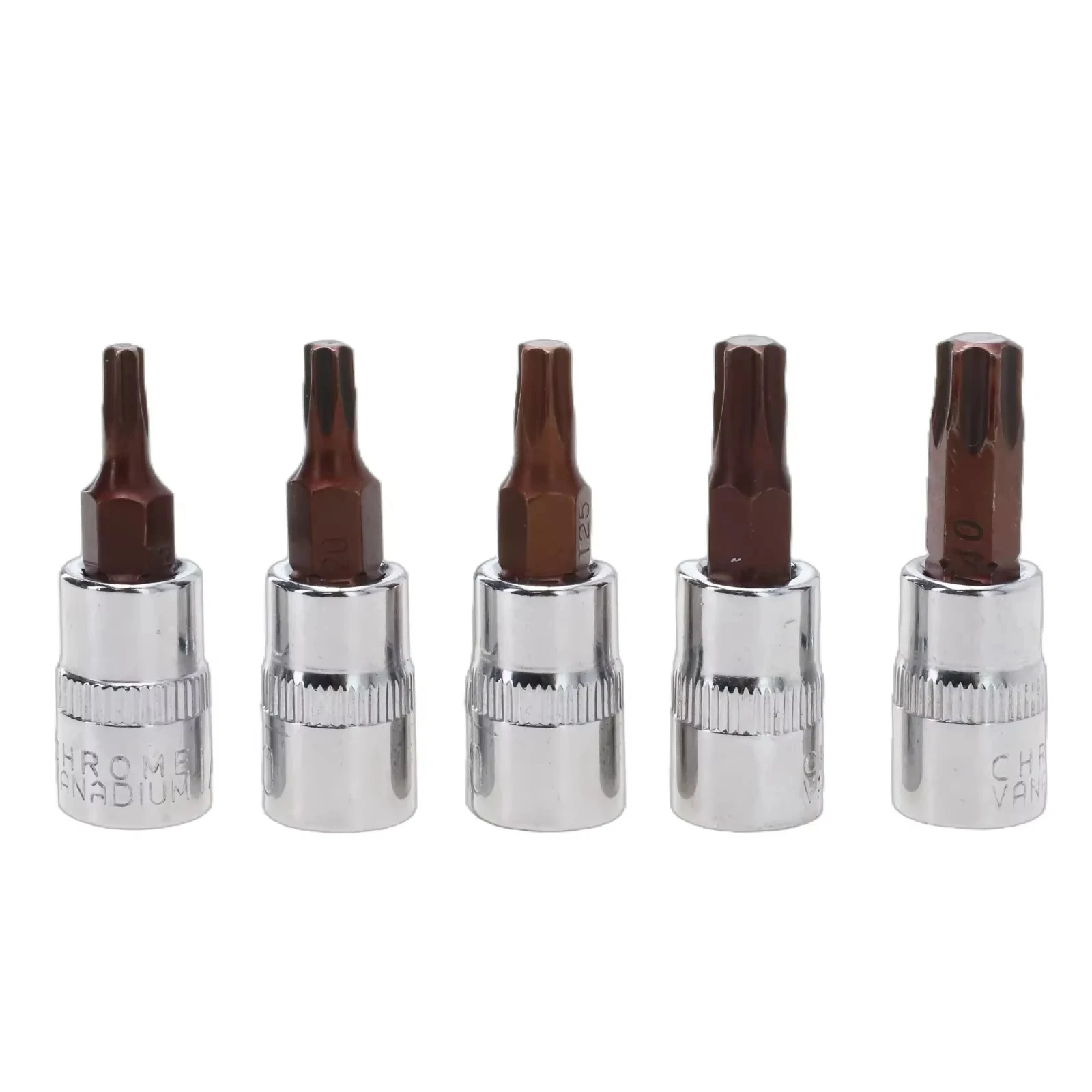 5 Pcs Torx Screwdriver Bits 1/4 Inch Drive Socket Head Tools T15 T20 T25 T30 T40 Socket Wrench Adapter Hand Tools
5 Pcs Torx Screwdriver Bits 1/4 Inch Drive Socket Head Tools T15 T20 T25 T30 T40 Socket Wrench Adapter Hand Tools