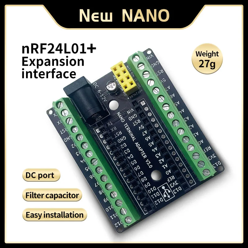Suitable for Arduino with DC NRF2401+expansion interface compatible with Nano V3.0 expansion board development board
Suitable for Arduino with DC NRF2401+expansion interface compatible with Nano V3.0 expansion board development board