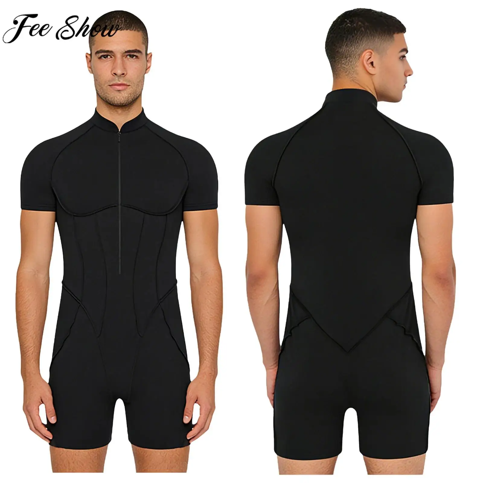 Men Workout Bodysuit Bodybuilding Shapers Leotard Short Sleeve Zipper Boxer Jumpsuit for Cycling Running Swimming Sports Fitness
Men Workout Bodysuit Bodybuilding Shapers Leotard Short Sleeve Zipper Boxer Jumpsuit for Cycling Running Swimming Sports Fitness