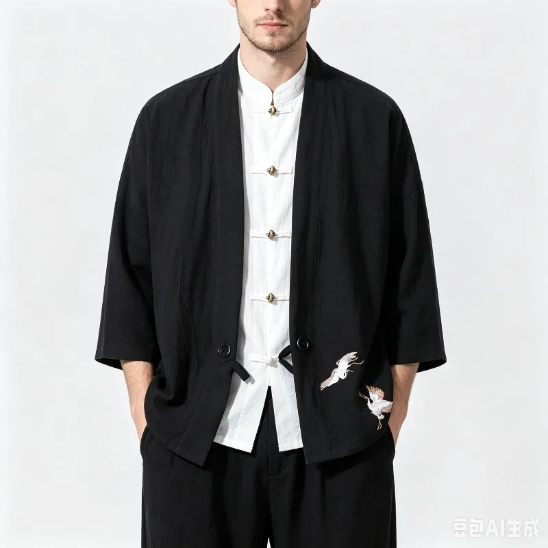 Chinese Style Crane Embroidery Haori Kimono Harajuku Japanese Style Men Samurai Costume Yukata Asian Clothes Cardigan Jacket
Chinese Style Crane Embroidery Haori Kimono Harajuku Japanese Style Men Samurai Costume Yukata Asian Clothes Cardigan Jacket