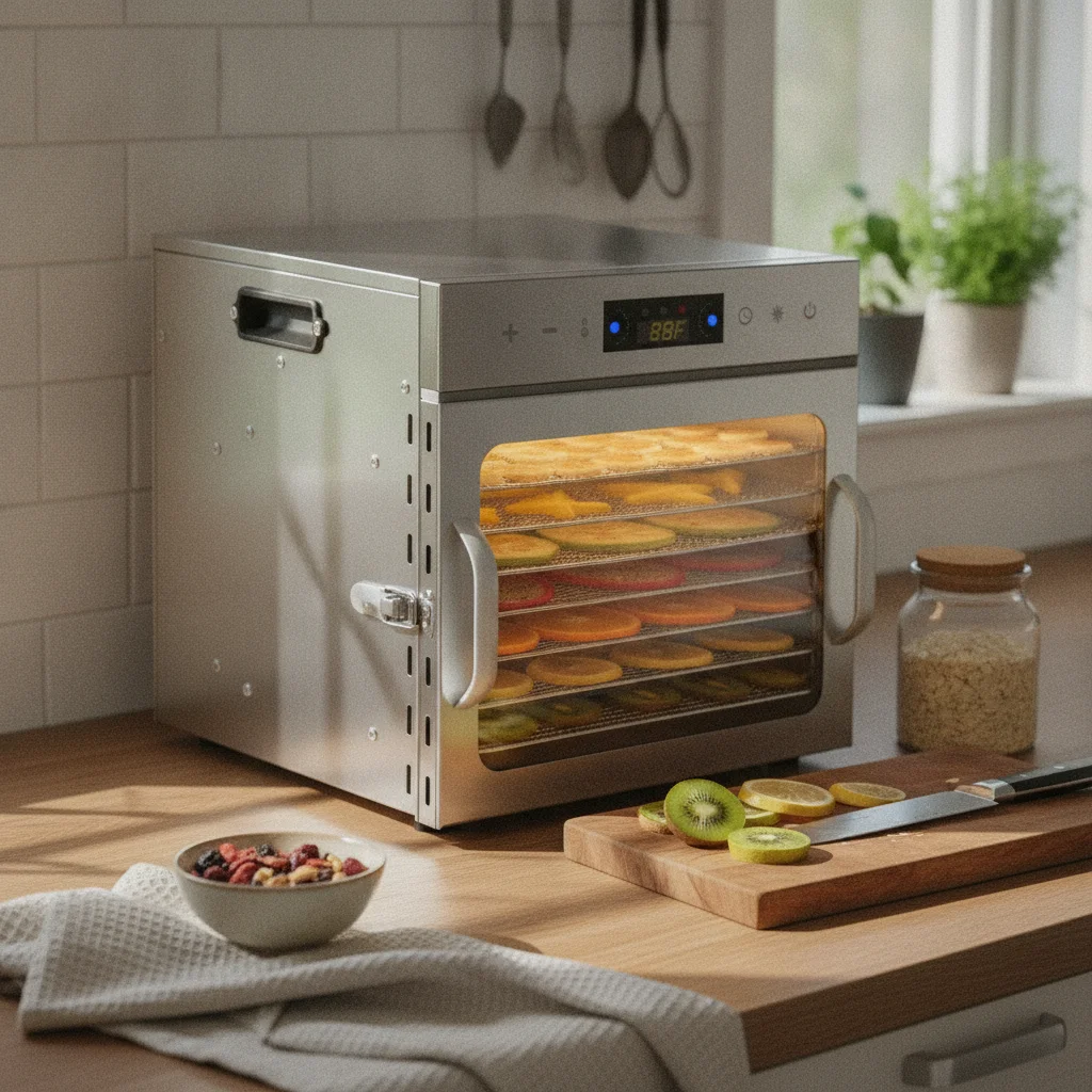 Stainless Steel Food Dehydrator Mesh Trays Countertop Food Dehydrator Herb Dryer Compact
Stainless Steel Food Dehydrator Mesh Trays Countertop Food Dehydrator Herb Dryer Compact
