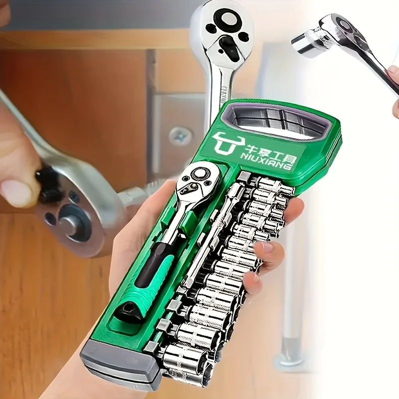 12/15pcs Compact Ratchet Wrench Set with Non-Slip Grip, Manual Tool for Motorcycle Maintenance, Auto Repair & Industrial Use
12/15pcs Compact Ratchet Wrench Set with Non-Slip Grip, Manual Tool for Motorcycle Maintenance, Auto Repair & Industrial Use