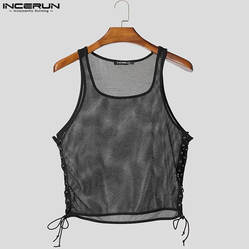 INCERUN мужские майки, сетчатые прозрачные летние сексуальные мужские жилеты, квадратные без рукавов на шнуровке, уличная одежда 2025 года, модная мужская одежда
INCERUN мужские майки, сетчатые прозрачные летние сексуальные мужские жилеты, квадратные без рукавов на шнуровке, уличная одежда 2025 года, модная мужская одежда
