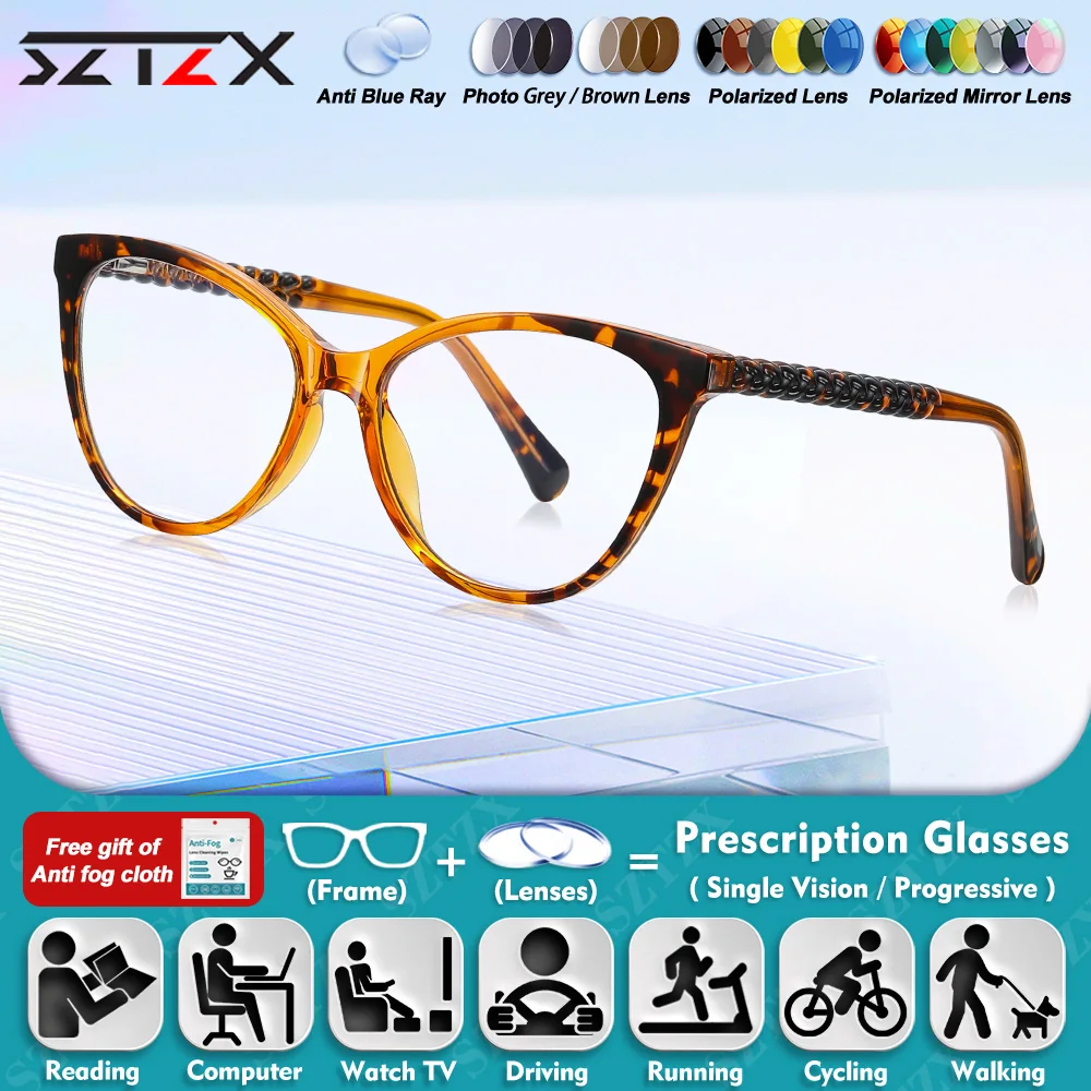 SZTZX Women Trendy Large Frame Simple Cat Eye Myopia Glasses Blue Light Filter Optical Eyeware Available Customized Prescription
SZTZX Women Trendy Large Frame Simple Cat Eye Myopia Glasses Blue Light Filter Optical Eyeware Available Customized Prescription