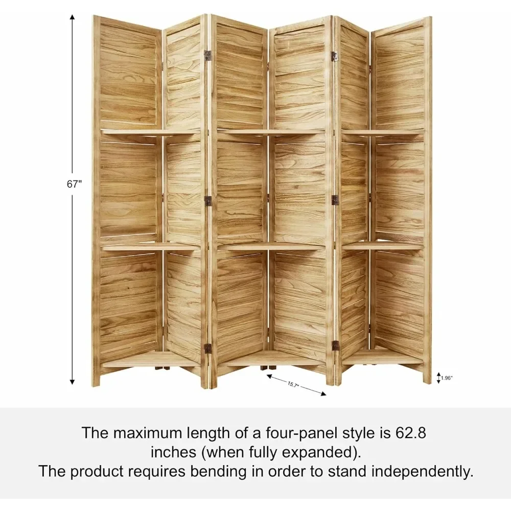 Room Divider with Shelves, 5.6 Ft Tall Folding Wood Screen with Double Hinges for Home Office Bedroom Hotel Decoration 6 Panels
Room Divider with Shelves, 5.6 Ft Tall Folding Wood Screen with Double Hinges for Home Office Bedroom Hotel Decoration 6 Panels