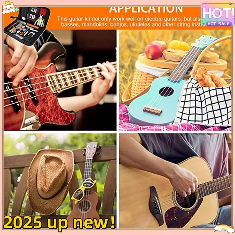 Classy-79Pcs Guitar Tool Kit Guitar Replacement Parts Accessories Guitar Repair Kit With Guitar String Plectrum Bridge Pins Gaug