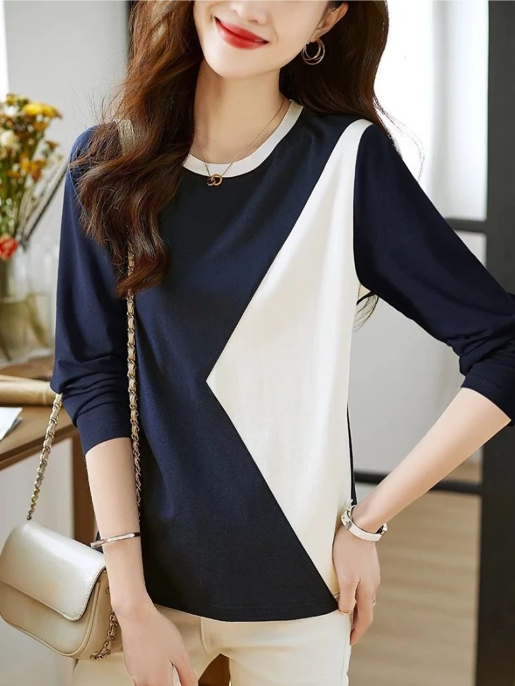 2026 Fall New Arrival Women Cotton Long Sleeve T Shirt Patchwork Round Neck Slimming Top
2026 Fall New Arrival Women Cotton Long Sleeve T Shirt Patchwork Round Neck Slimming Top