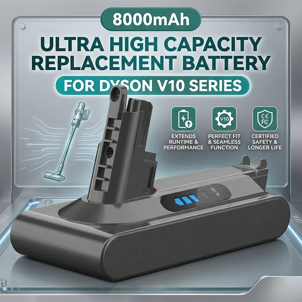 6000mAh for Dyson V10 Battery Cordless Vacuum Sweeper Replacement Parts for Dyson SV12 Animal Absolute Fluffy Motorhead
6000mAh for Dyson V10 Battery Cordless Vacuum Sweeper Replacement Parts for Dyson SV12 Animal Absolute Fluffy Motorhead