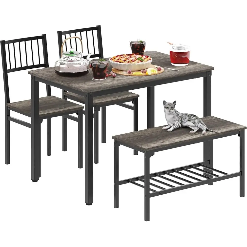 4-Piece Dining Set: Black Oak Table with 2 Chairs and Bench, 120cm
4-Piece Dining Set: Black Oak Table with 2 Chairs and Bench, 120cm