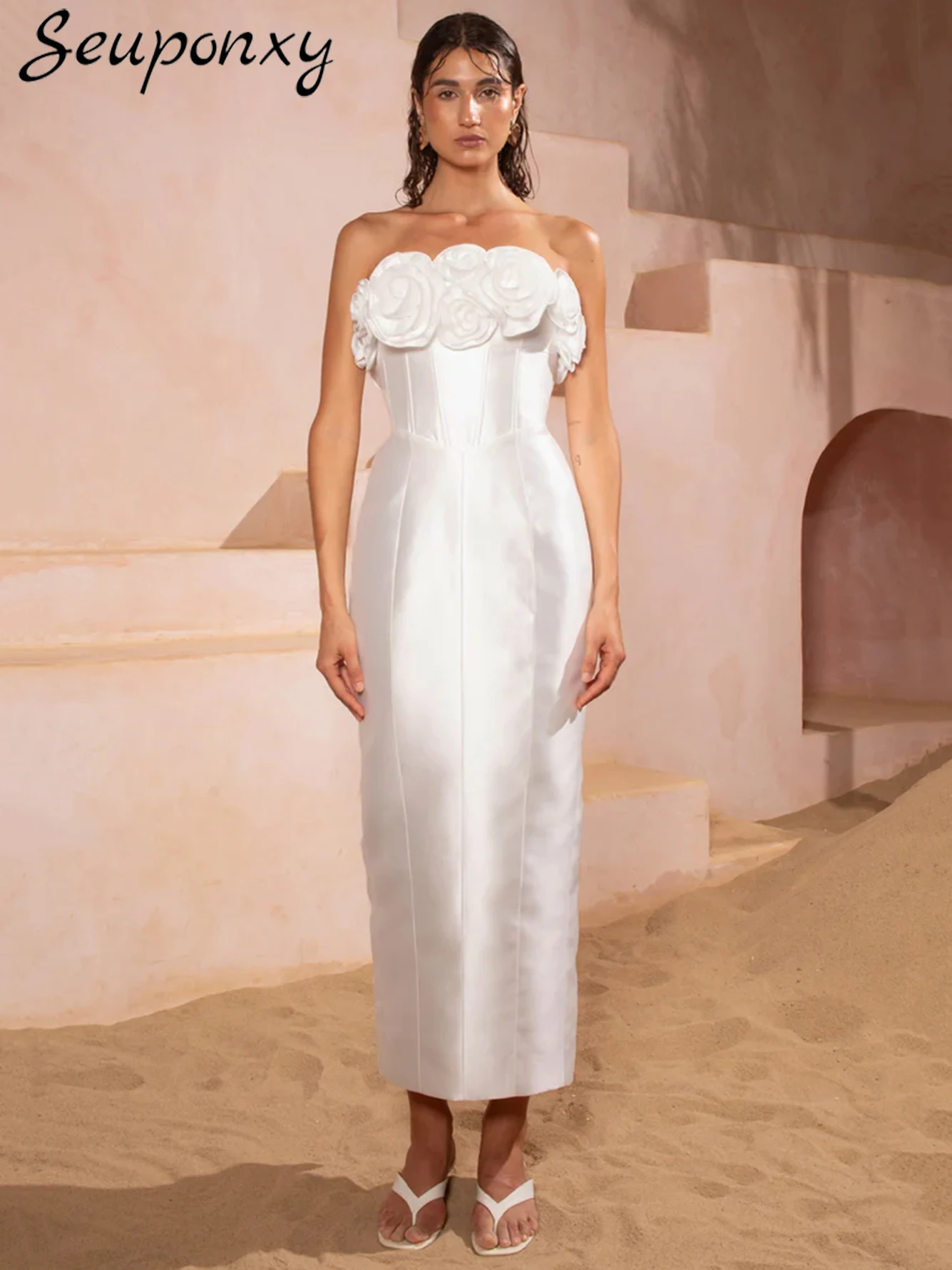 High Quality Women'S Sexy Strapless Backless 3D Flower White Bandage Dress 2024 Elegant Evening Birthday Party Dress Vestidos
High Quality Women'S Sexy Strapless Backless 3D Flower White Bandage Dress 2024 Elegant Evening Birthday Party Dress Vestidos