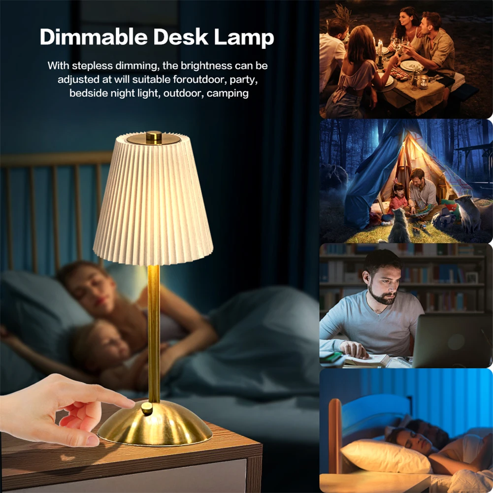 Cordless Table Lamp Portable Metal Desk Lamp Touch Control 3 Light Colors with Pleated Lampshade for Restaurant Bar Coffee Shop
Cordless Table Lamp Portable Metal Desk Lamp Touch Control 3 Light Colors with Pleated Lampshade for Restaurant Bar Coffee Shop