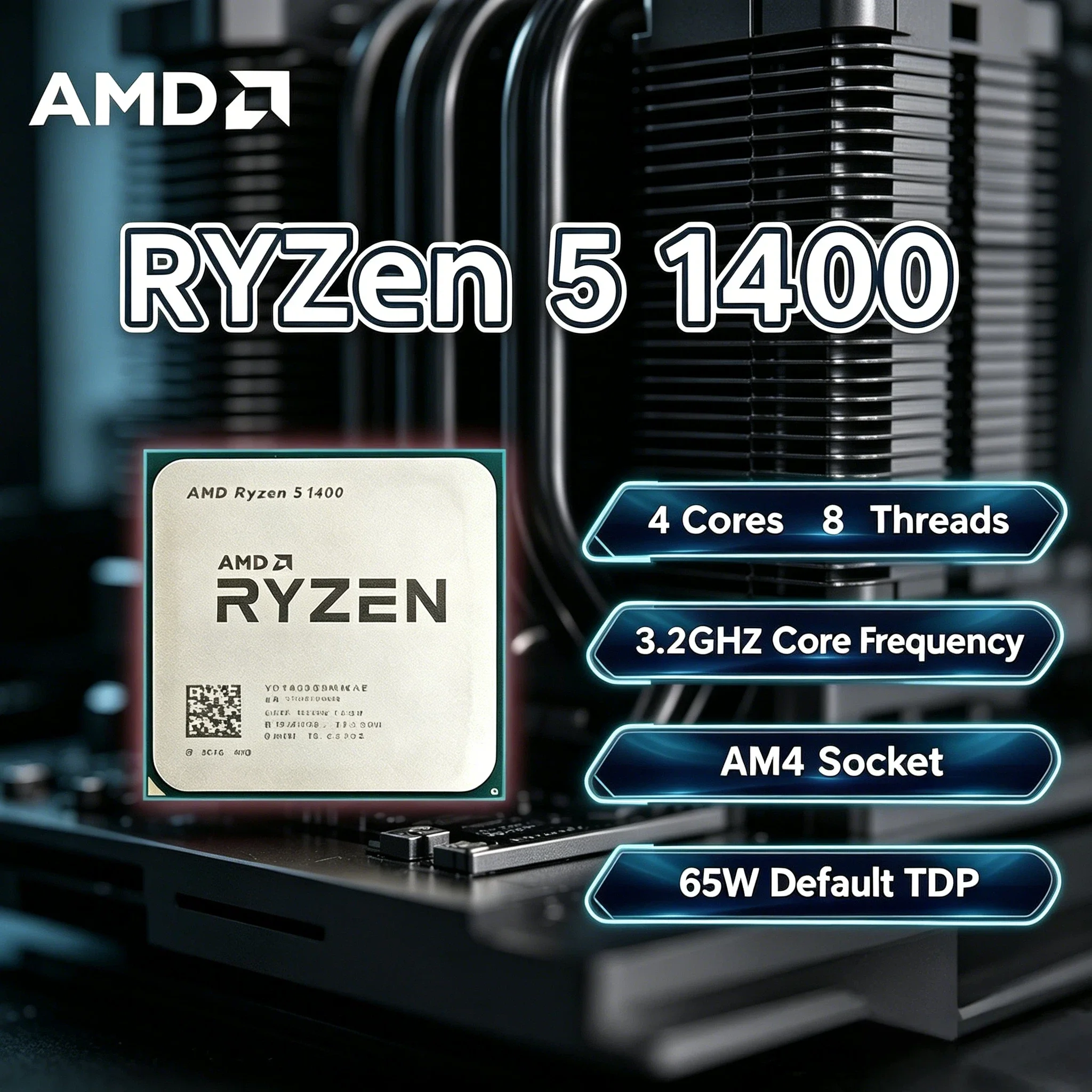 AMD Ryzen 5 1400 R5 1400 4 Core 8 Thread CPU 3.2 3.4GHz 14nm AM4 Socket 8MB L3 65W Zen1 Desktop Gaming Tray 4K Ready Pro
AMD Ryzen 5 1400 R5 1400 4 Core 8 Thread CPU 3.2 3.4GHz 14nm AM4 Socket 8MB L3 65W Zen1 Desktop Gaming Tray 4K Ready Pro
