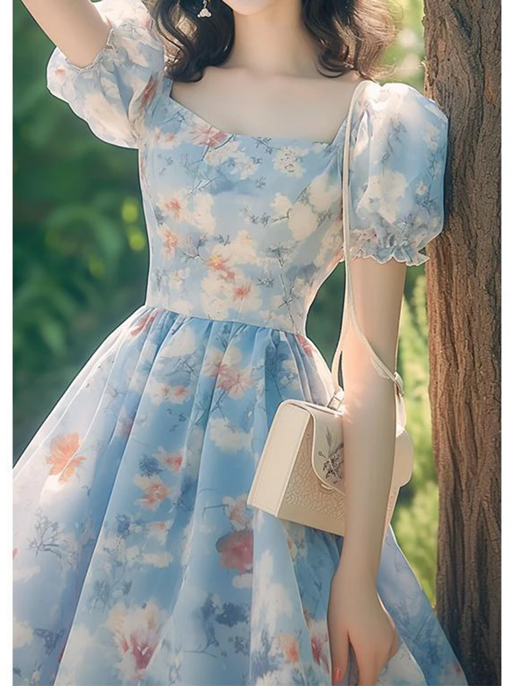 French floral bubble sleeve super fairy dress for summer women's new short sleeved printed square neck fairy dress
French floral bubble sleeve super fairy dress for summer women's new short sleeved printed square neck fairy dress