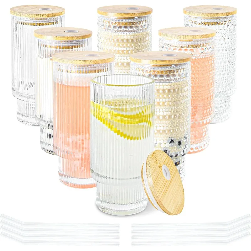 8 Pcs 16 oz Hobnail Glasses Cups Set with Bamboo Lids Straws Brush Hobonail Ribbed Glassware Set
8 Pcs 16 oz Hobnail Glasses Cups Set with Bamboo Lids Straws Brush Hobonail Ribbed Glassware Set