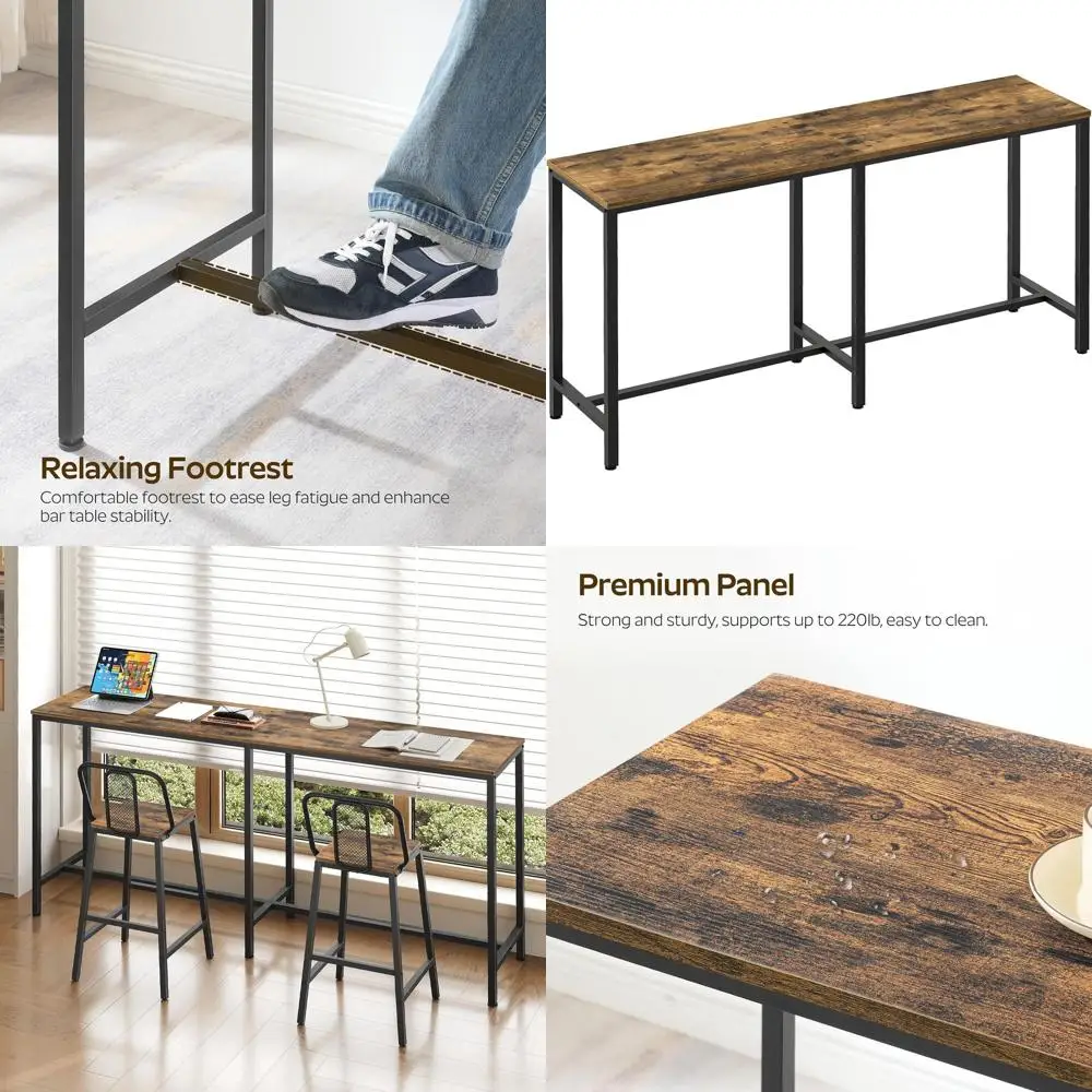 Rustic Brown & Black Rectangular High Top Bar Table, 70.8 Long, Counter Height, Suitable for Kitchen, Living Room, Entryway
Rustic Brown & Black Rectangular High Top Bar Table, 70.8 Long, Counter Height, Suitable for Kitchen, Living Room, Entryway