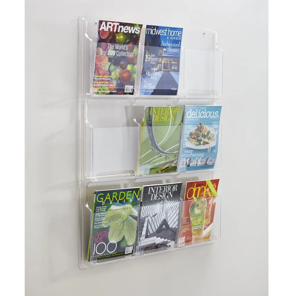 Reveal Literature Rack, 9 Compartments Magazine Holder, WallMounted Brochure Organizer, Acrylic, Clear
Reveal Literature Rack, 9 Compartments Magazine Holder, WallMounted Brochure Organizer, Acrylic, Clear
