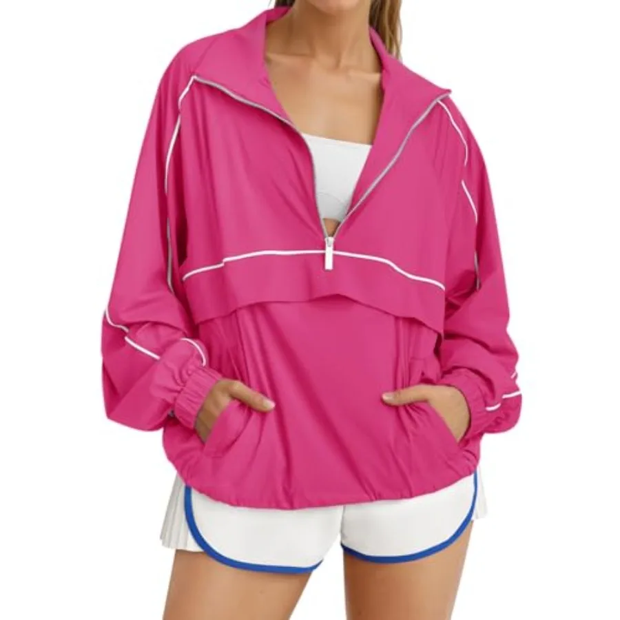 Fisoew Quarter Zip Pullover Women UPF 50+ Lightweight Windbreaker Jacket Running Hiking Outdoor Pullover with Pocket
Fisoew Quarter Zip Pullover Women UPF 50+ Lightweight Windbreaker Jacket Running Hiking Outdoor Pullover with Pocket