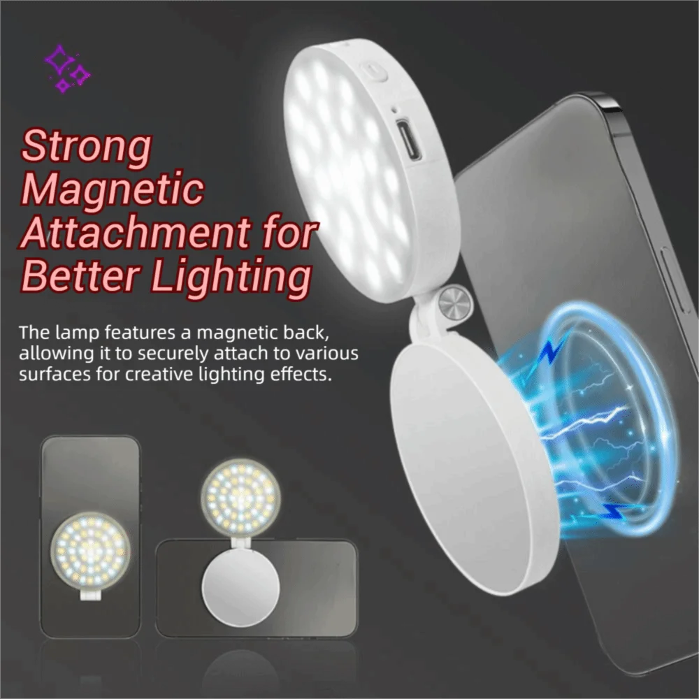 3000-6500K Portable Mini Fill Light Three-color/RGB LED Magnetic Attraction Pocket Photography Light with Mirror
3000-6500K Portable Mini Fill Light Three-color/RGB LED Magnetic Attraction Pocket Photography Light with Mirror