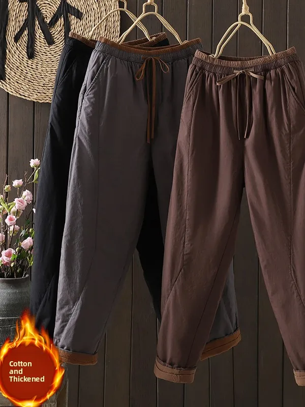 Утепленные хлопковые брюки-харланы на зиму, женские повседневные брюки с узким низом, большие размеры, с поясом, контрастные, с манжетами
Утепленные хлопковые брюки-харланы на зиму, женские повседневные брюки с узким низом, большие размеры, с поясом, контрастные, с манжетами