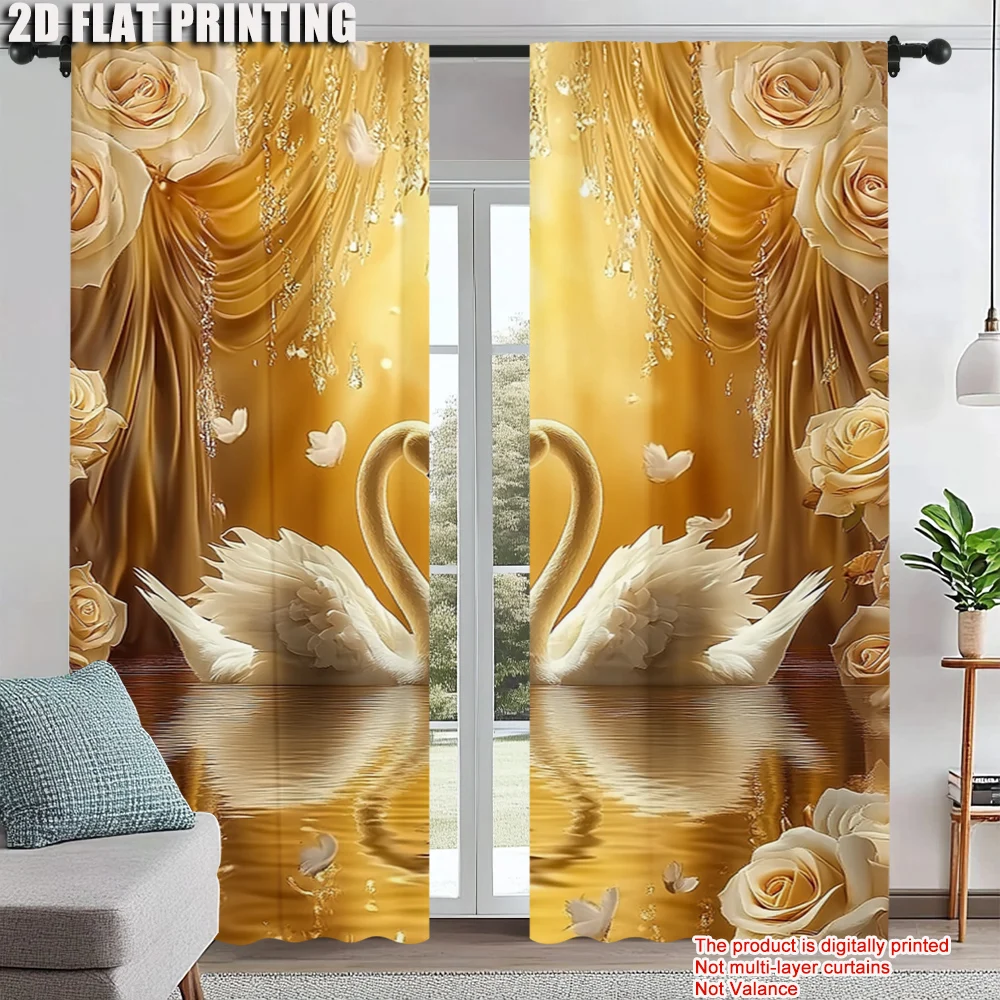 2Pcs Classic Swan And Floral Print Window Curtains Machine Washable Polyester Material Rod Pocket Design Suitable For Bedroom
2Pcs Classic Swan And Floral Print Window Curtains Machine Washable Polyester Material Rod Pocket Design Suitable For Bedroom
