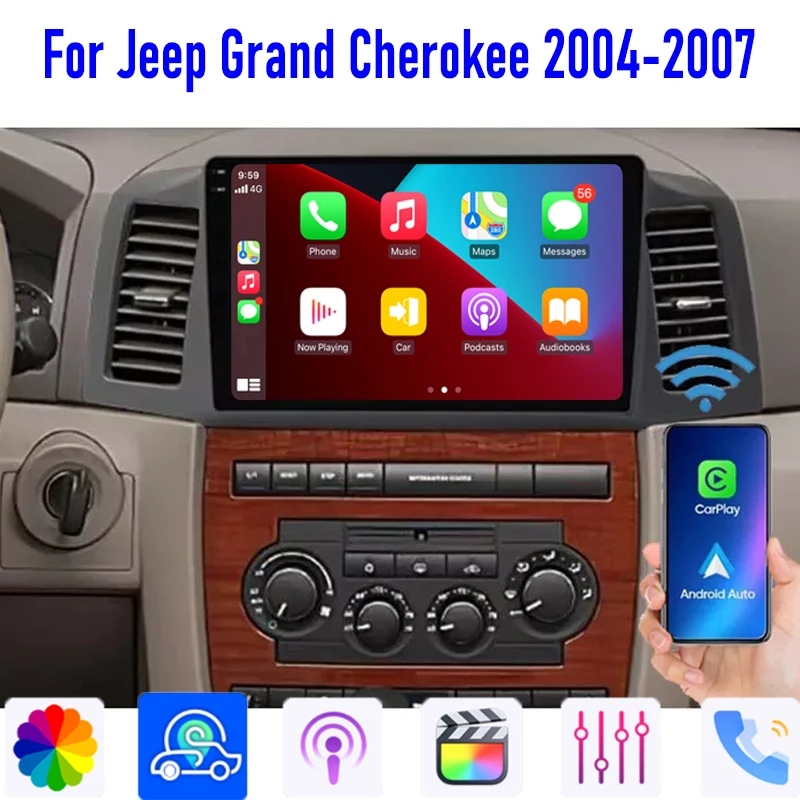 10” For Jeep Grand Cherokee 2004-2007 Wireles Carplay Android 13 Auto Car Stereo Radio GPS Navi 4-64GB Steering wheel control
10” For Jeep Grand Cherokee 2004-2007 Wireles Carplay Android 13 Auto Car Stereo Radio GPS Navi 4-64GB Steering wheel control