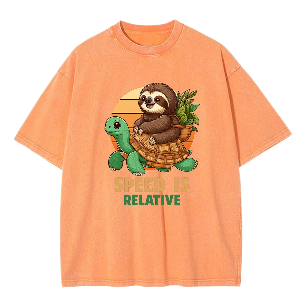 Speed Is Relative Turtle And Sloth Printed Men Washed T Shirt Summer Cotton T-Shirt Loose O-Neck Clothes Soft Hip Hop Streetwear
Speed Is Relative Turtle And Sloth Printed Men Washed T Shirt Summer Cotton T-Shirt Loose O-Neck Clothes Soft Hip Hop Streetwear