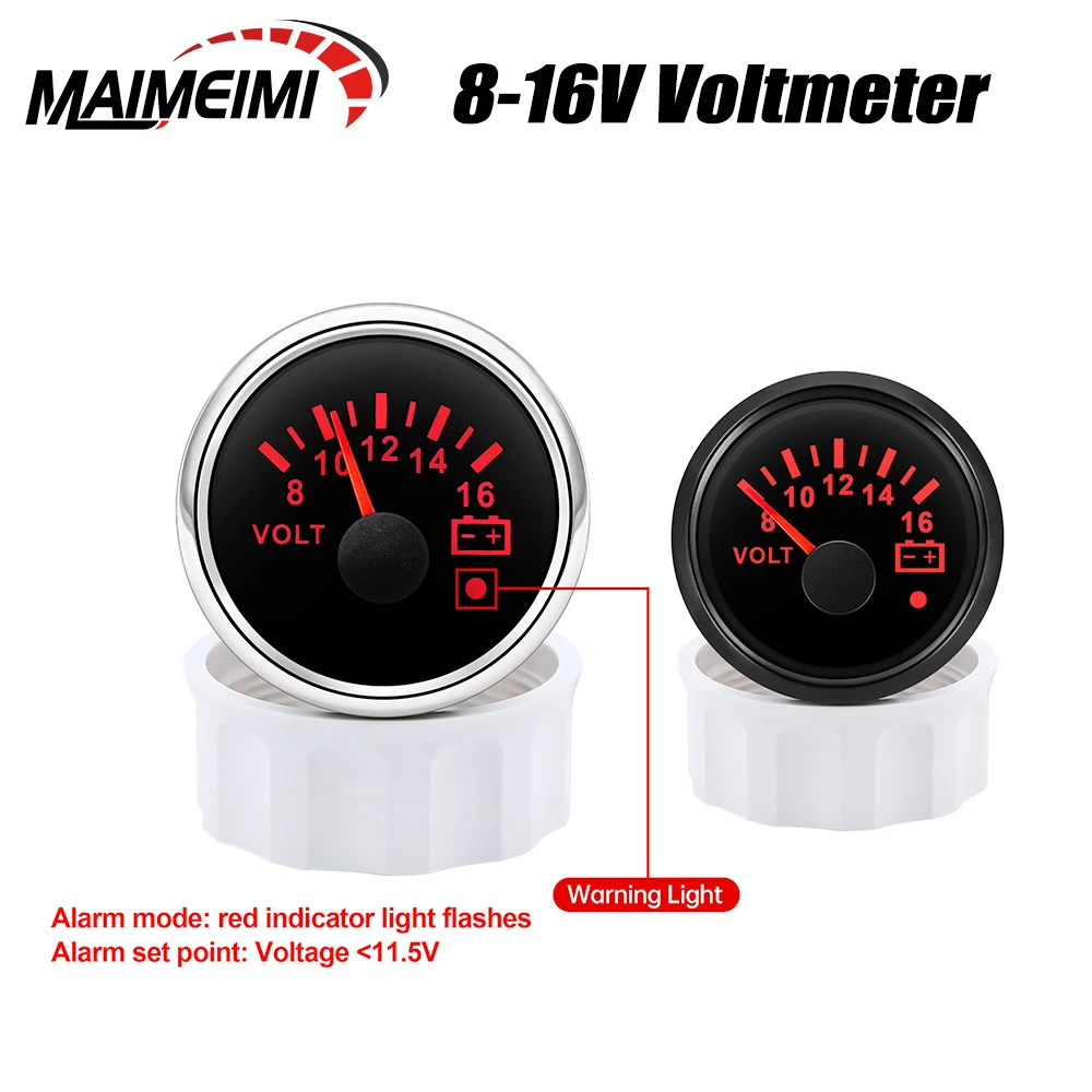 52mm Voltmeter With Warning Light IP67 Waterproof Universal LED Red Backlight Voltmeter 8-16V For 12V 24V Auto Car Boat
52mm Voltmeter With Warning Light IP67 Waterproof Universal LED Red Backlight Voltmeter 8-16V For 12V 24V Auto Car Boat