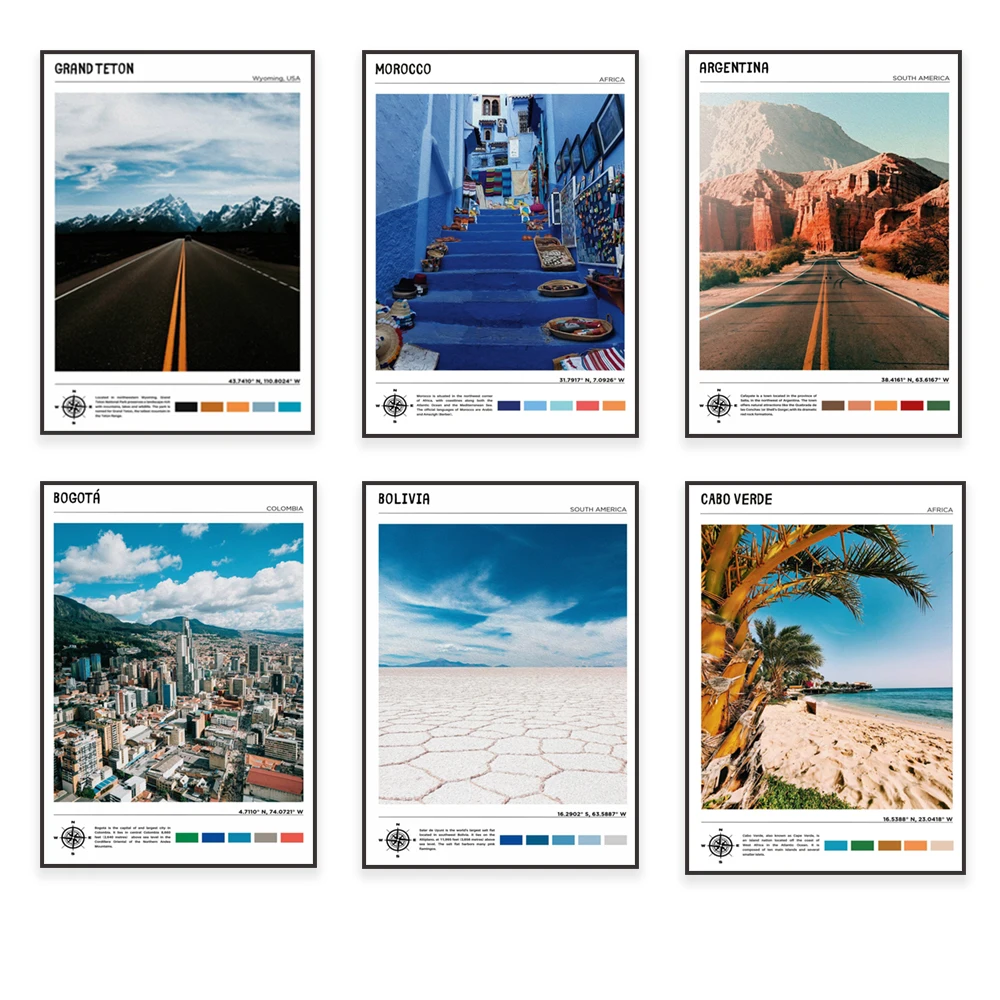 Travel posters of San Juan Capistrano, Rincon, Swaziland, Cusco, Bolivia, Bogota, Poland, Veracruz, Cape Verde, Morocco, Alicant 
Travel posters of San Juan Capistrano, Rincon, Swaziland, Cusco, Bolivia, Bogota, Poland, Veracruz, Cape Verde, Morocco, Alicant