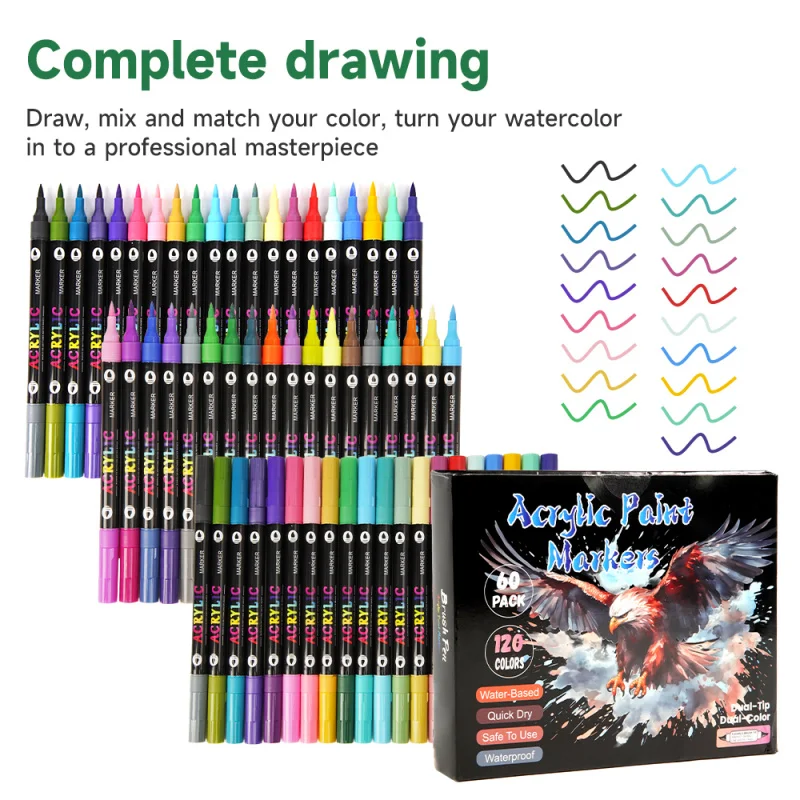 24-120 Colors Acrylic Paint Markers Pens Set 60 Pack Dual Tip Acrylic Paint Markers with Brush Tip and Fine Rock Painting
24-120 Colors Acrylic Paint Markers Pens Set 60 Pack Dual Tip Acrylic Paint Markers with Brush Tip and Fine Rock Painting