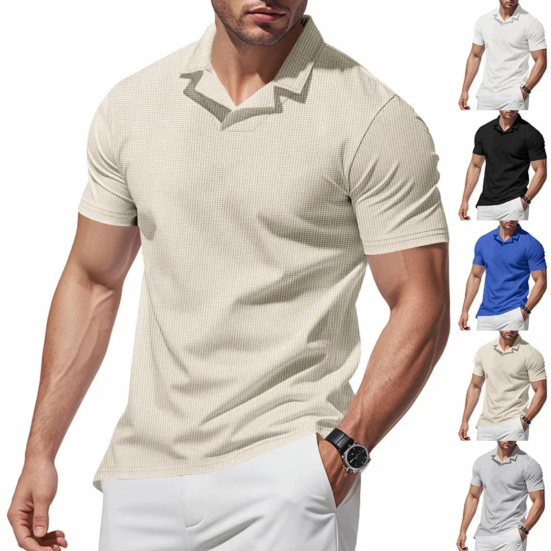 Men's Summer American Polo Shirt Men's Simple Waffle Casual Lapel Short Sleeve Men's T-Shirt
Men's Summer American Polo Shirt Men's Simple Waffle Casual Lapel Short Sleeve Men's T-Shirt