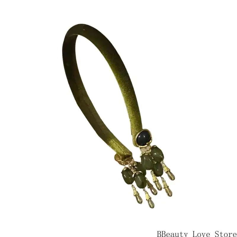Antique Green Gemstones Hairband with Tassels Hairstyling Hairhoop Perfect for Weddings Party and Everyday Hairstyle
Antique Green Gemstones Hairband with Tassels Hairstyling Hairhoop Perfect for Weddings Party and Everyday Hairstyle