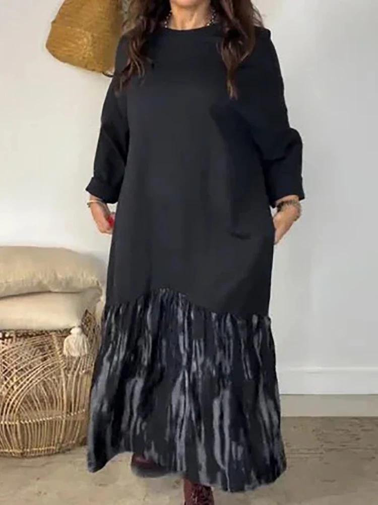 New O Neck Loose Patchwork Simple Party Dress, Women Spring Autumn Long Sleeve Chic Maxi Dress, 2026 Elegant Casual Ladies Dress
New O Neck Loose Patchwork Simple Party Dress, Women Spring Autumn Long Sleeve Chic Maxi Dress, 2026 Elegant Casual Ladies Dress