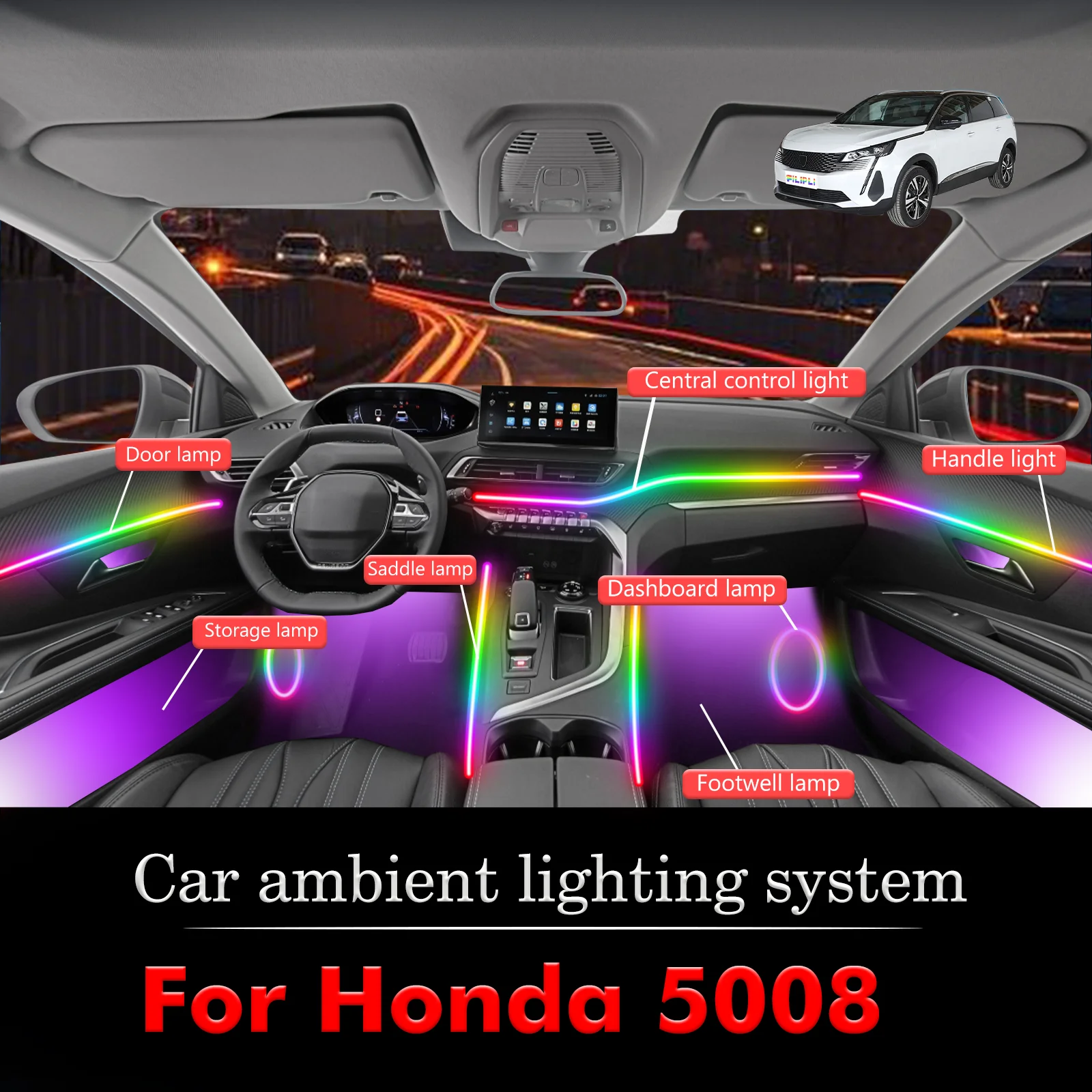 For Peugeot 5008 RGB 64 Colors LED Car Interior Ambient Light Smart Remote Control Rainbow Acrylic Strip Set
For Peugeot 5008 RGB 64 Colors LED Car Interior Ambient Light Smart Remote Control Rainbow Acrylic Strip Set