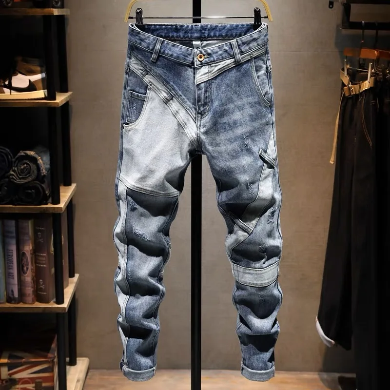 High-End Patchwork Men's Jeans Autumn Winter New Trendy Brand INS High Street Waed Hole Slim Fit Long Pants
High-End Patchwork Men's Jeans Autumn Winter New Trendy Brand INS High Street Waed Hole Slim Fit Long Pants